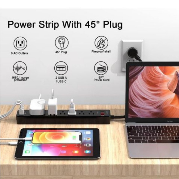 2 Pack Power Strip Surge Protector - Picture 2 of 10